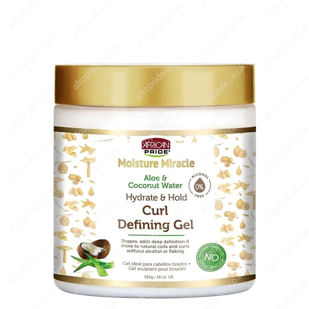 African Pride Moisture Miracle Aloe & Coconut Water Curl Defining Gel-510g/18 oz