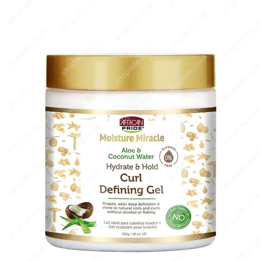 African Pride Moisture Miracle Aloe & Coconut Water Curl Defining Gel-510g/18 oz