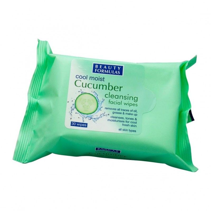 Beauty Formulas Cucumber Cool Moist Cleansing Facial Wipes - 30 Wipes