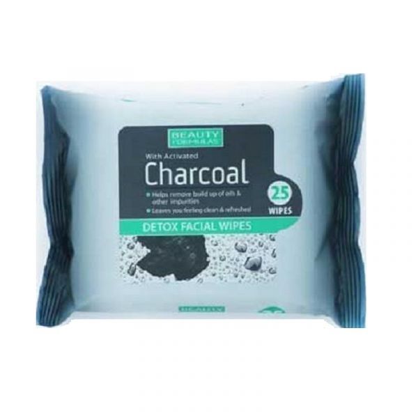 Beauty Formulas With Activated Charcoal Detox Facial Wipes - 25 Wipes