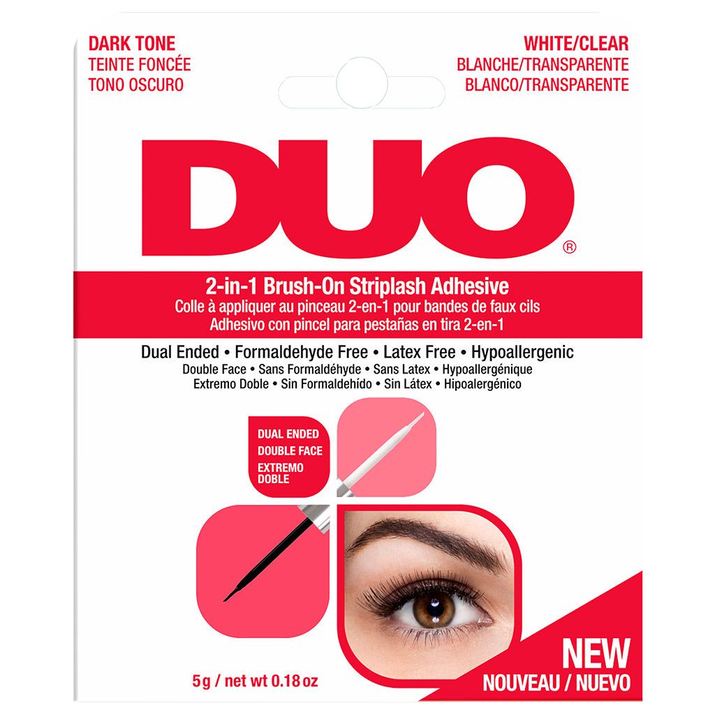 DUO QUICK -SET STRIPLASH ADHESIVE DO NOT FREEZE DARK TONE 2 IN 1 BRUSH- WHITE/CLEAR