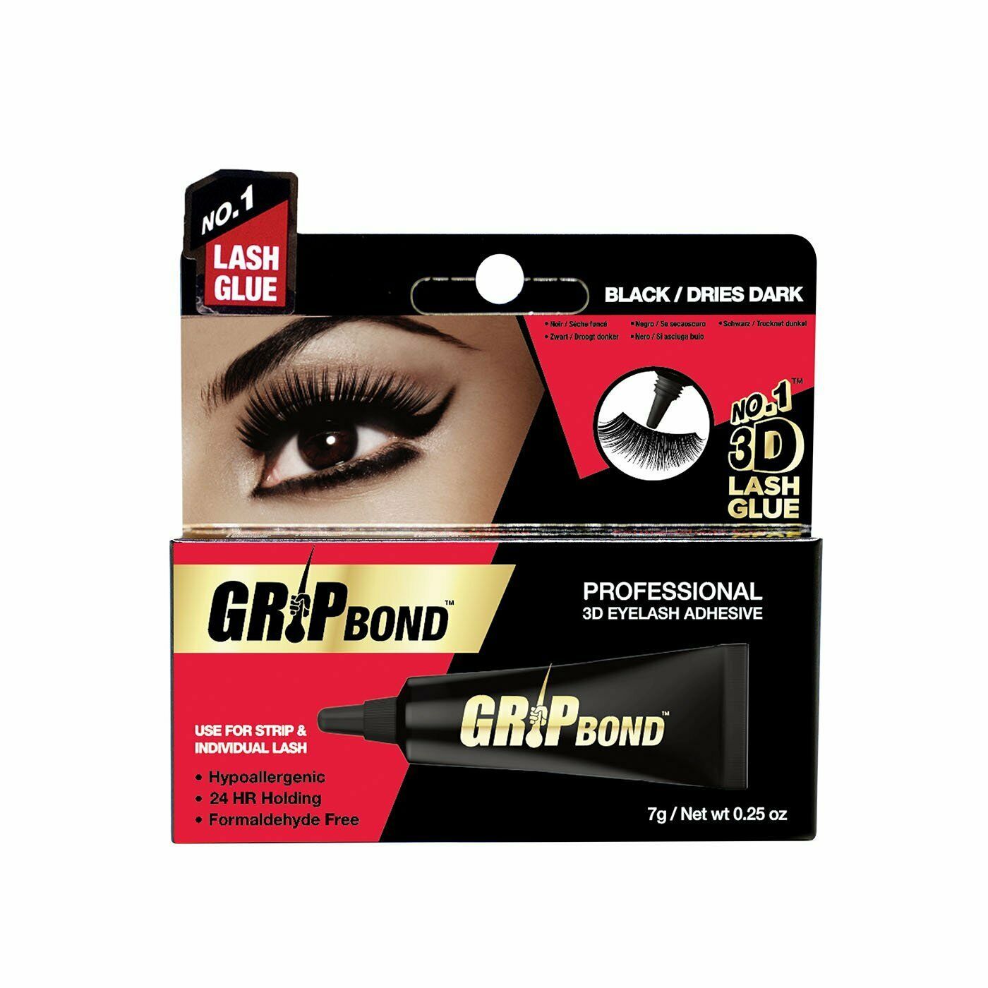 GRIP BOND LATEX LASH ADHESIVE Black/Dries Dark IN TUBE 7g