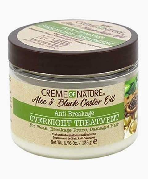 Creme Of Nature ALOE & BLACK CASTOR OIL Anti-Breakage Overnight Treatment 4.76 oz/135 g