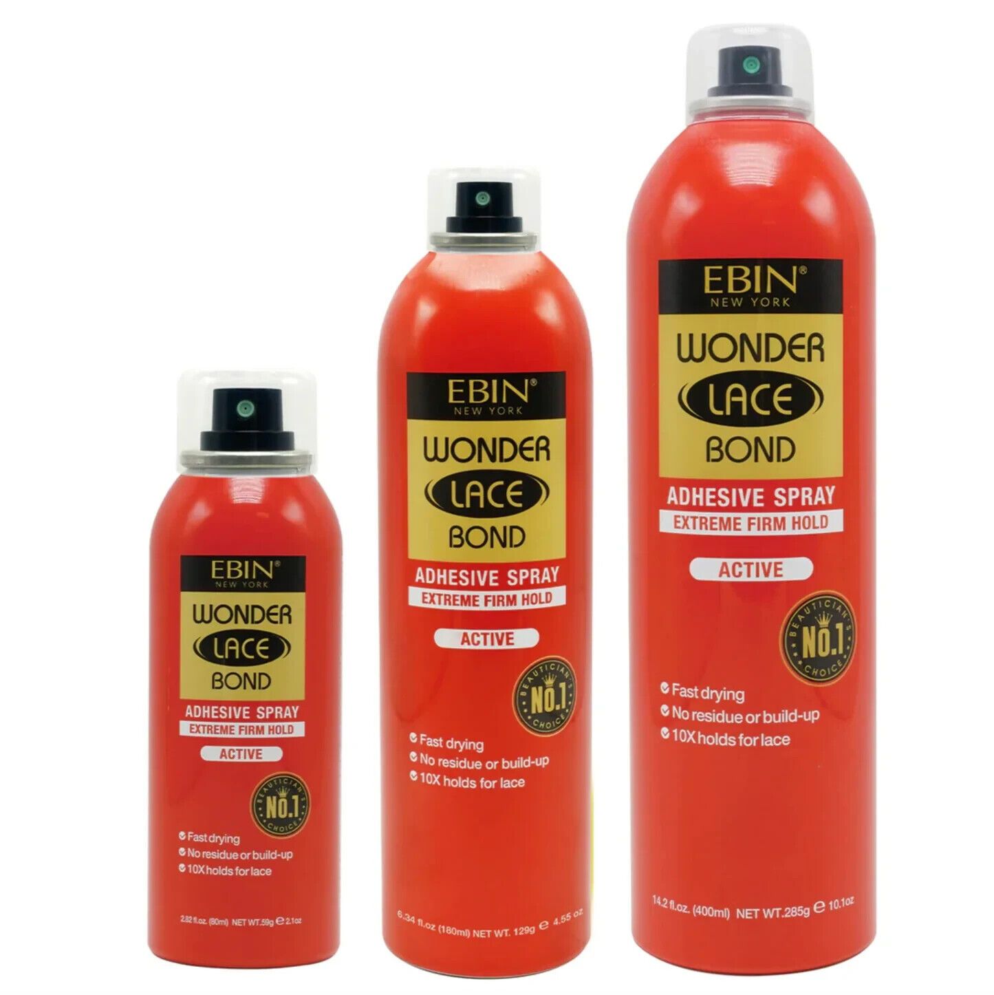 EBIN Wonder lace Bond Adhesive Spray -Extreme mega hold Active 420 ml/14.2 fl.oz