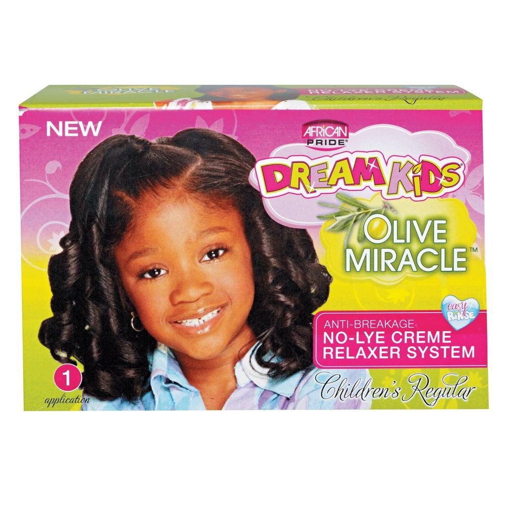 AFRICAN PRIDE DREAM KIDS OLIVE MIRACLE NO-LYE CREME RELAXER SYSTEM REGULAR FORMULA - 1 APPLICATION