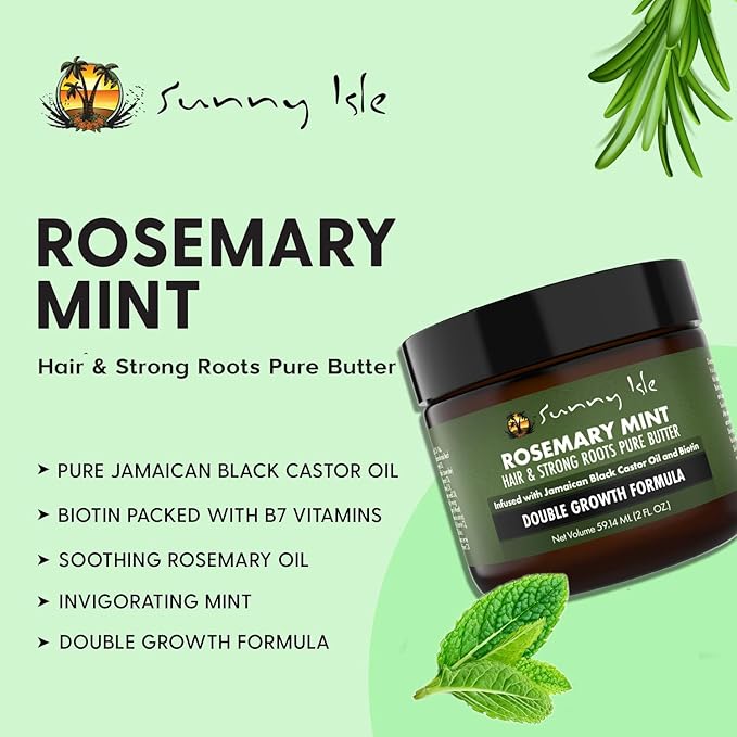 Sunny Isle Rosemary Mint Hair & Strong Roots Pure Butter Double Growth Formula -59ml/2 fl.oz