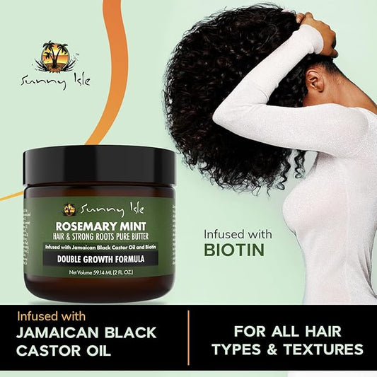 Sunny Isle Rosemary Mint Hair & Strong Roots Pure Butter Double Growth Formula -59ml/2 fl.oz