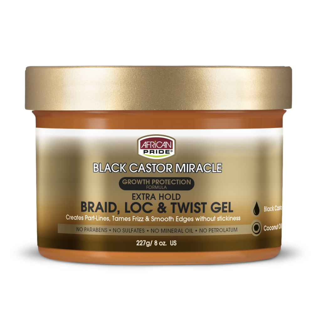 African Pride Black Castor Miracle Braid , Loc , & Twist Gel -227g/8oz