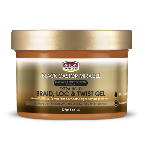 African Pride Black Castor Miracle Braid , Loc , & Twist Gel -227g/8oz