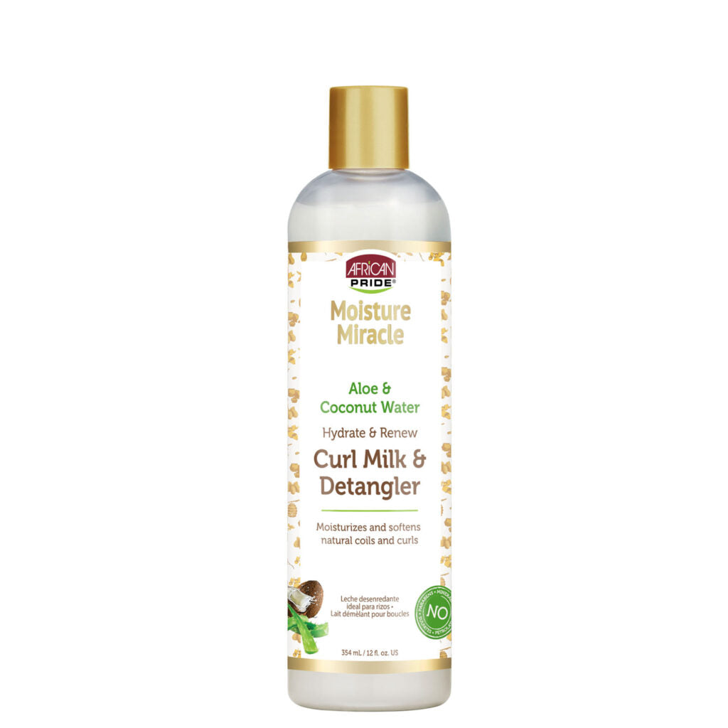 African Pride Moisture Miracle Aloe & Coconut Water Curl milk & detangler-354 ml/12 oz