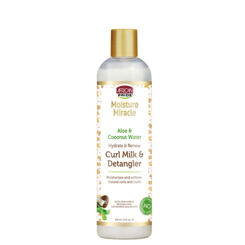 African Pride Moisture Miracle Aloe & Coconut Water Curl milk & detangler-354 ml/12 oz