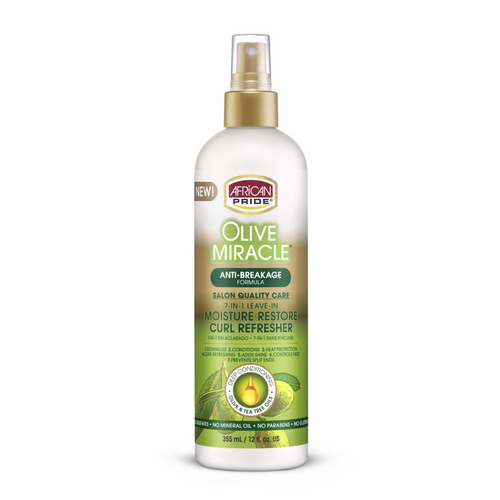 African Pride Olive Miracle Anti-Breakage Formula Moisture Restore Curl Refresher-355 ml/12 fl. oz