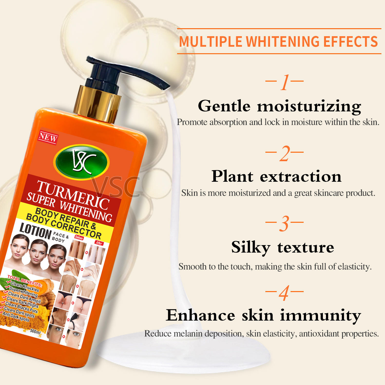 Veet Gold Turmeric Body Milk 500ml – Whitening, Moisturizing & Body Repair Corrector Lotion