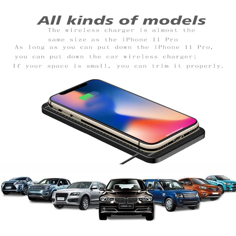Wireless Car Charger Charging Pad 15w Non Slip Qi Fast Charger For Car Wireless Phone Charger For Android & IPhone 11/12/13/14