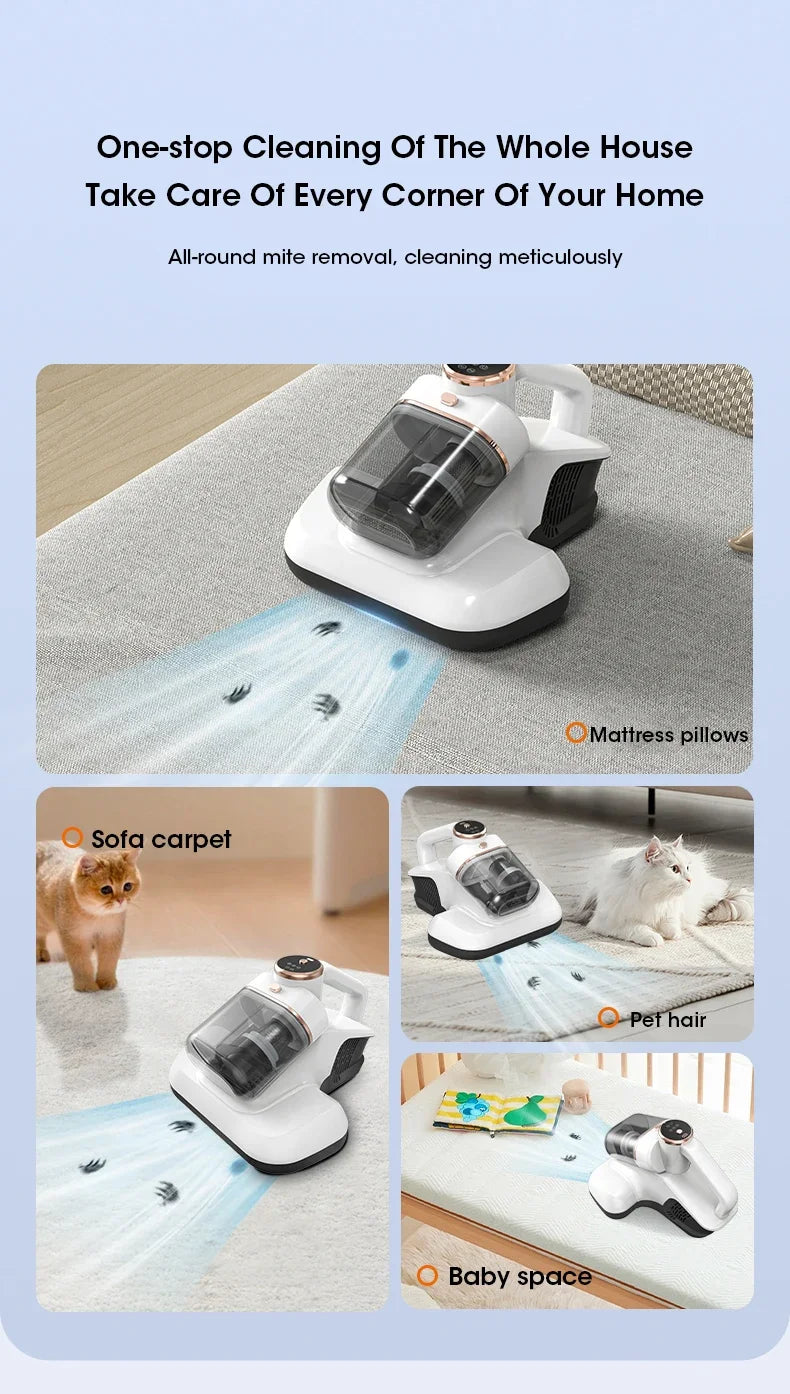 Wireless Bed Mite Remover Dust Mite Removal Vacuum Cleaner UV Mattress Dog Cat Hair Vacuum Cleaner For Pillows Sofas Carpets