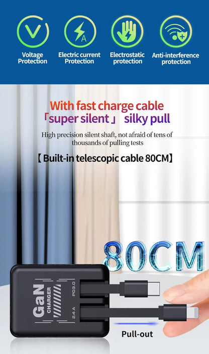 🎁 Hot Sale 🔥W&O 2-in-1 GaN Compatible with Fast Charger