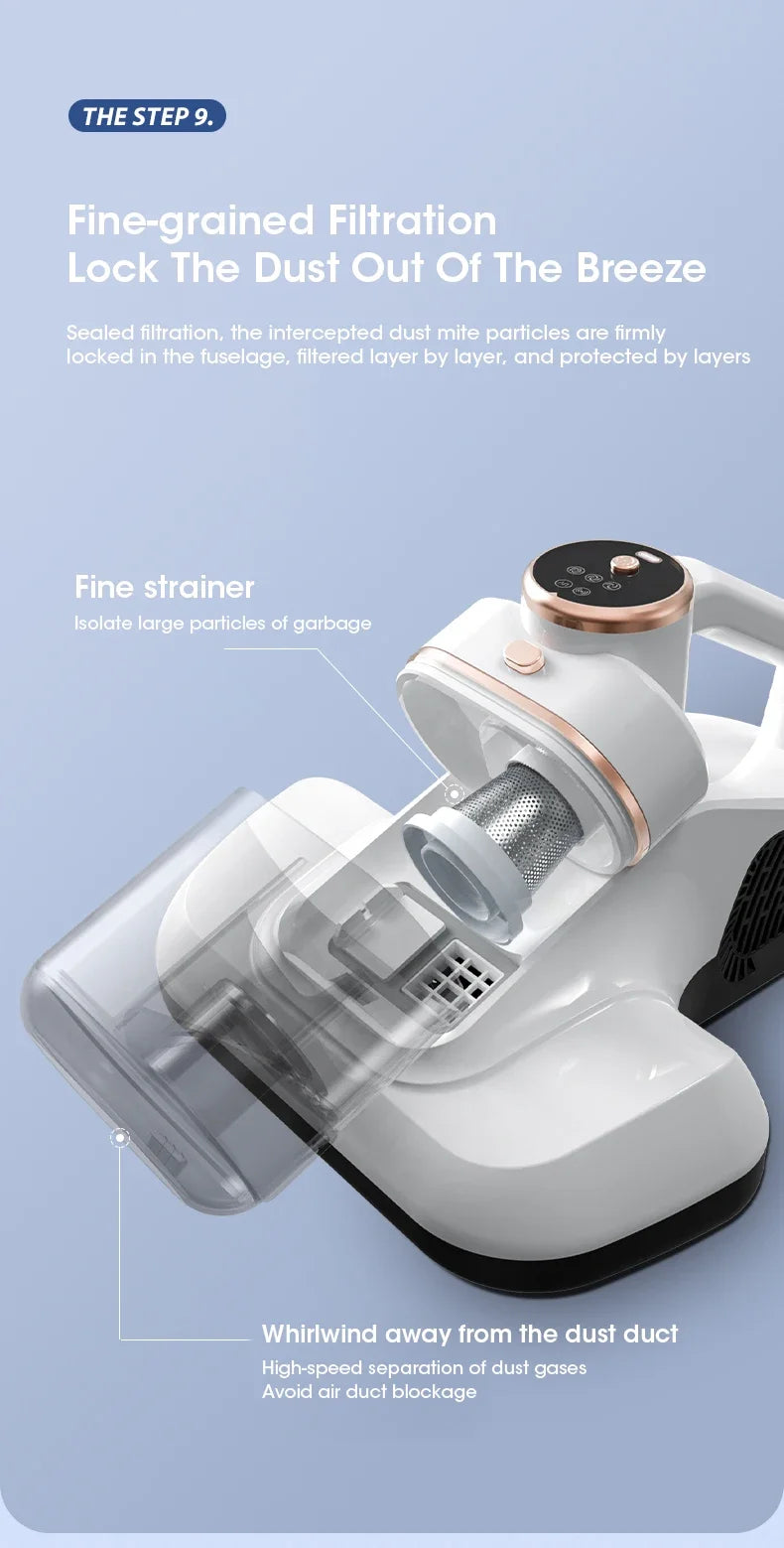 Wireless Bed Mite Remover Dust Mite Removal Vacuum Cleaner UV Mattress Dog Cat Hair Vacuum Cleaner For Pillows Sofas Carpets