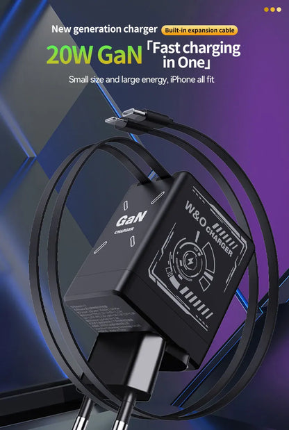 🎁 Hot Sale 🔥W&O 2-in-1 GaN Compatible with Fast Charger