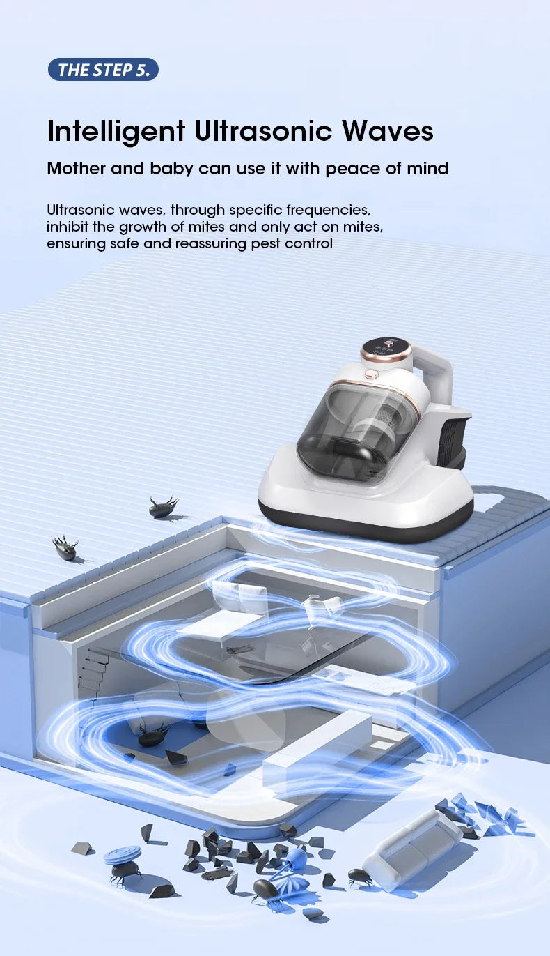 Wireless Bed Mite Remover Dust Mite Removal Vacuum Cleaner UV Mattress Dog Cat Hair Vacuum Cleaner For Pillows Sofas Carpets