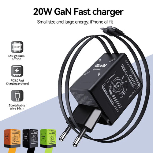 🎁 Hot Sale 🔥W&O 2-in-1 GaN Compatible with Fast Charger