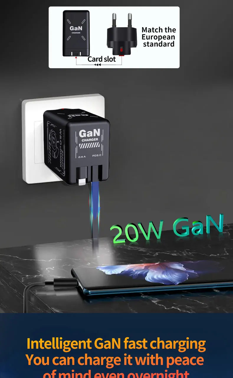 🎁 Hot Sale 🔥W&O 2-in-1 GaN Compatible with Fast Charger