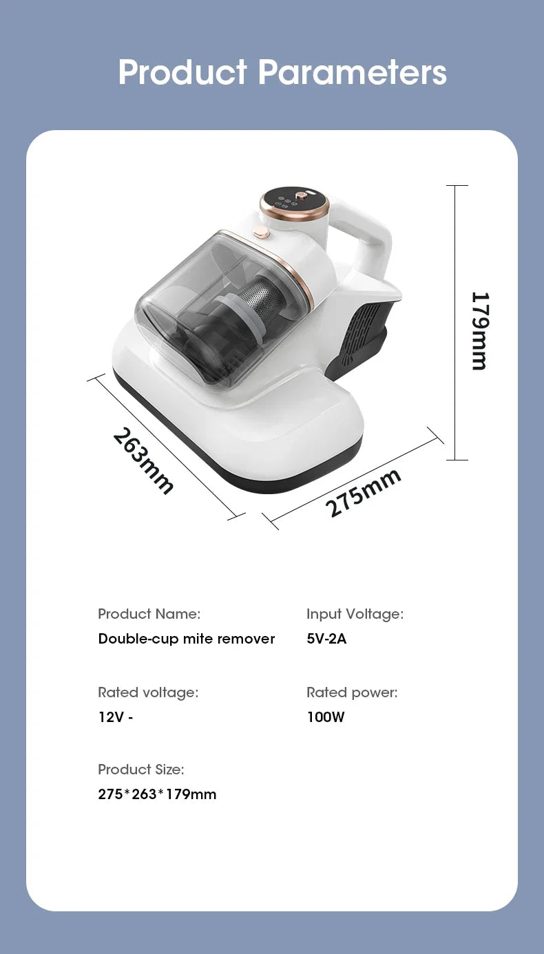 Wireless Bed Mite Remover Dust Mite Removal Vacuum Cleaner UV Mattress Dog Cat Hair Vacuum Cleaner For Pillows Sofas Carpets