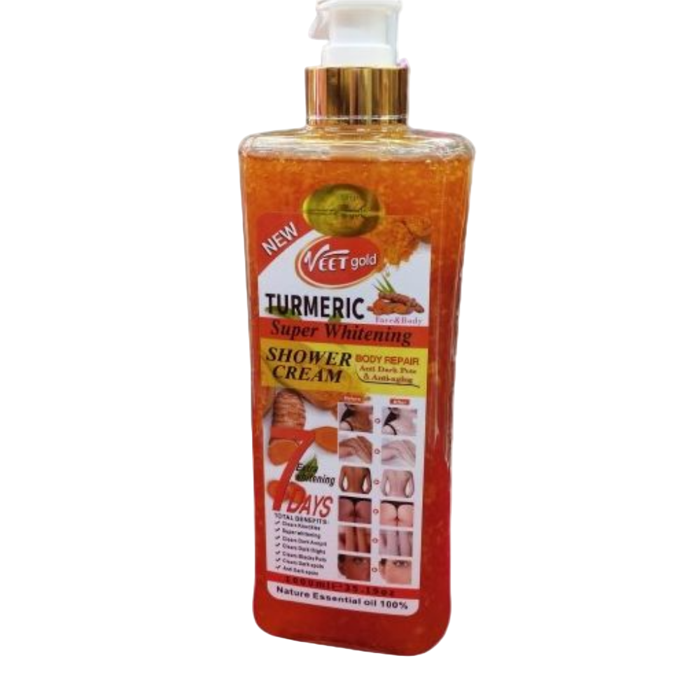 Veet Gold Turmeric Super Whitening Shower Cream 1000ml – Anti-Aging & Dark Spot Removal