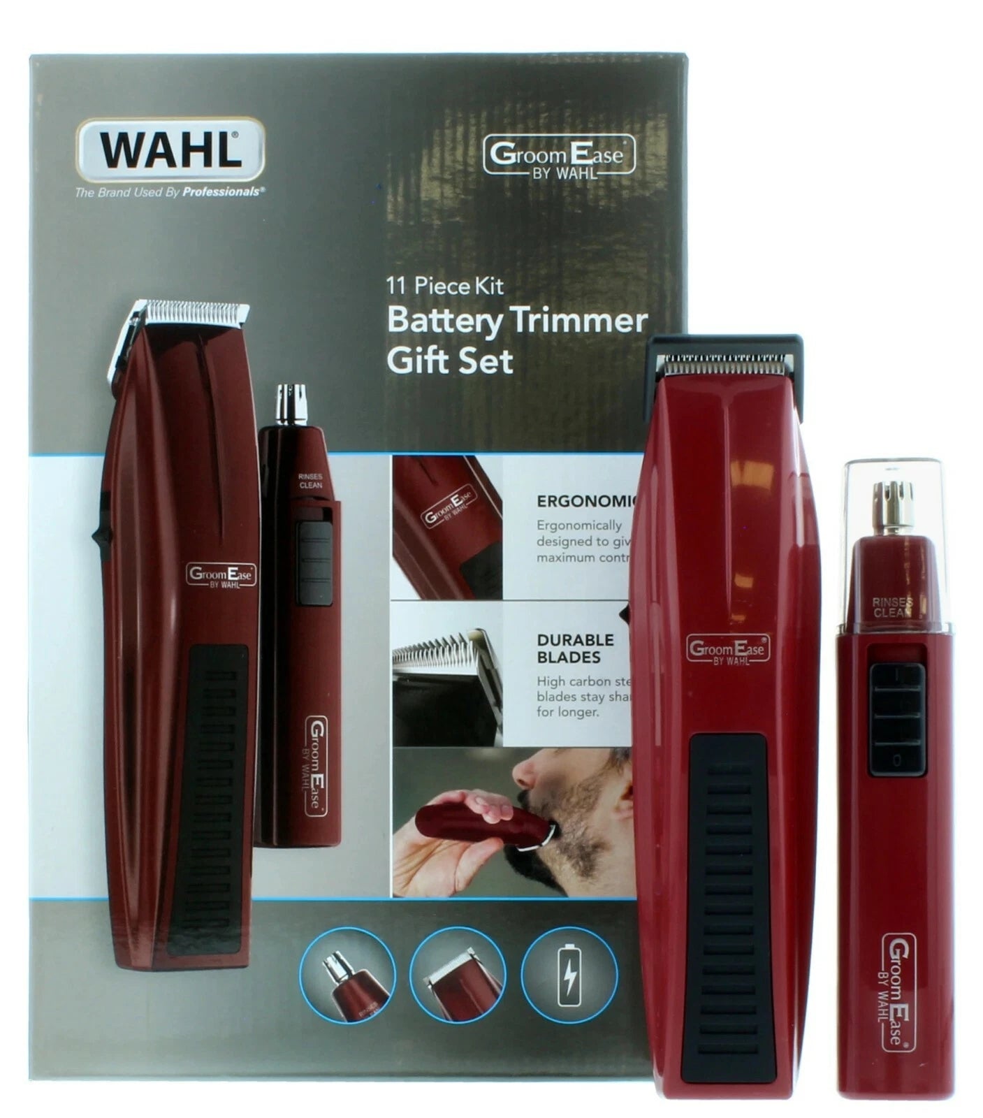 WAHL GroomEase Battery Beard & Personal Trimmer Gift Set - 11 Piece Kit